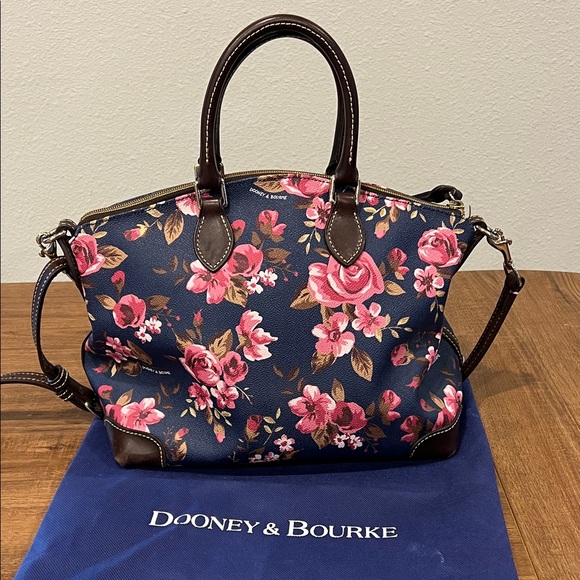 Dooney & Bourke Navy and Pink Floral Satchel - Picture 2 of 3